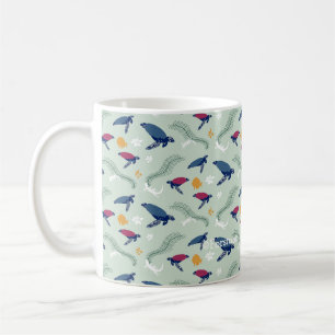 Caneca De Café Natação das tartarugas com design v2 do teste