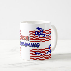 Caneca De Café Natação Patriótica dos EUA