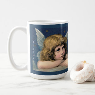 Caneca De Café Natais vintages Angel Child White Wings Indigo