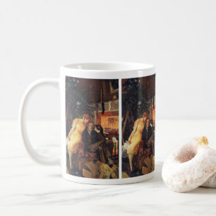 Caneca De Café natais vintages, Casal de Amor e Romance