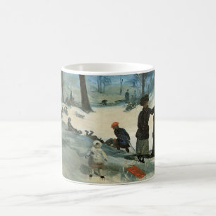 Caneca De Café Natais vintages, Central Park em Glackens de inver
