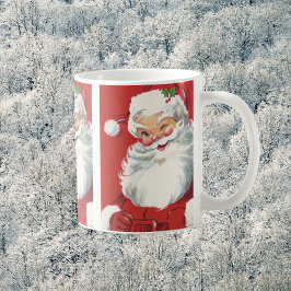 Caneca De Café Natais vintages, Jolly Winking Papai Noel