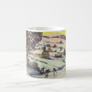 Caneca De Café Natais vintages, Lago Congelado com Patadores de G