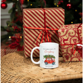 Caneca De Café Natais vintages Red Car & Tree