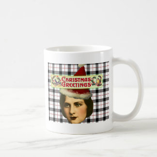 Caneca De Café Natais vintages saudações Senhora