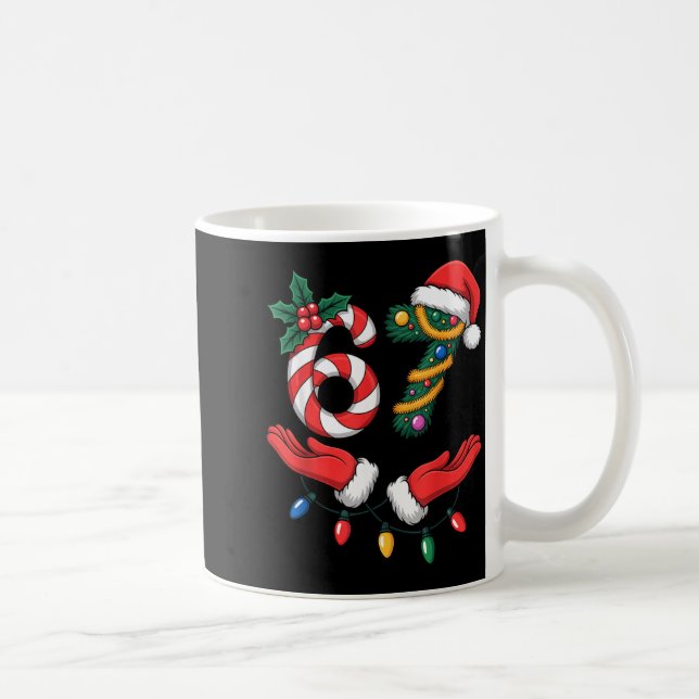 Caneca De Café Natal 67 Gestos das Mãos Doces em Forma de Bengala (Direita)