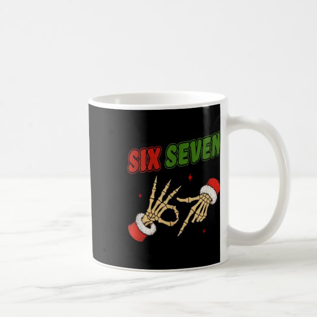 Caneca De Café Natal 67 Seis Sete Esqueleto Papai Noel Engraçado  (Direita)