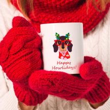 Natal adorável Feliz Howlidays Doxie Dachshund Cac