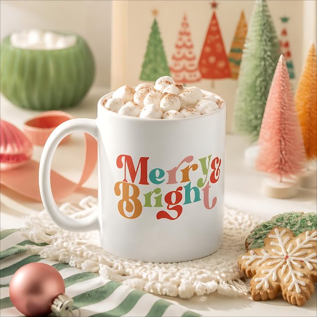 Caneca De Café Natal Alegre e Brilhante (Criador carregado)