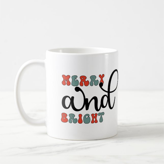 Caneca De Café Natal Alegre e Brilhante (Esquerda)