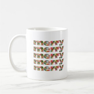 Caneca De Café Natal Alegre Xadrez Vermelho Verde Única