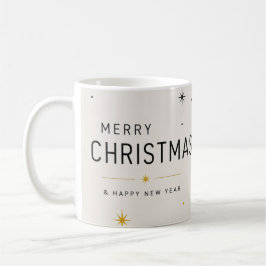 Caneca De Café Natal Amarelo Preto e Branco Moderno