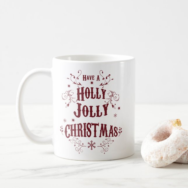 Caneca De Café Natal Antigo Alegre e Feliz (Com Donut)