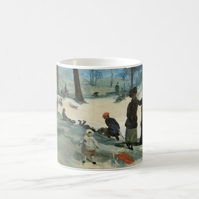 Caneca De Café Natal Antigo, Central Park no Inverno Glackens (Centro)