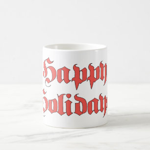 Caneca De Café Natal Antigo, Feliz Natal Texto Letras Vermelhas