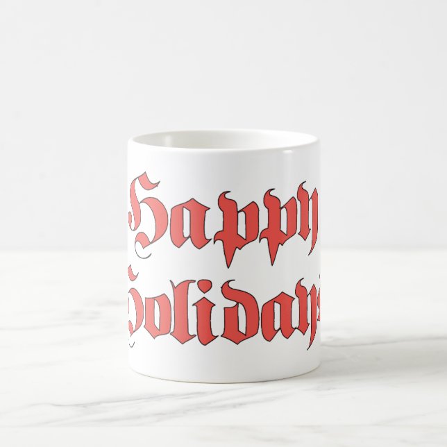 Caneca De Café Natal Antigo, Feliz Natal Texto Letras Vermelhas (Centro)