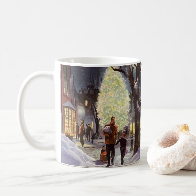 Caneca De Café Natal Antigo, Pai Faz Compras com as Crianças (Com Donut)