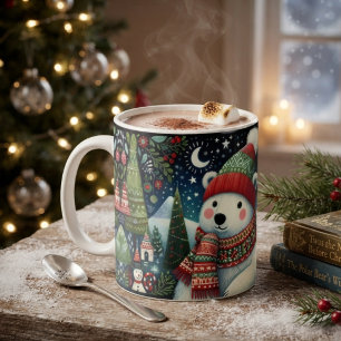 Caneca De Café Natal Arte Folclórica Festiva