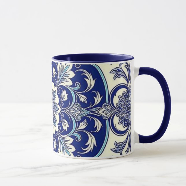 Caneca de Café Natal Azul Alegre (Direita)