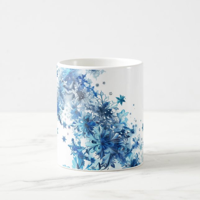 Caneca De Café Natal Azul com Flocos de Neve (Centro)