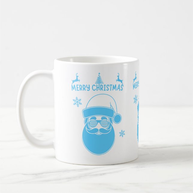 Caneca De Café Natal Azul e Branco Feliz Natal (Esquerda)