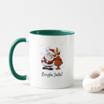 Caneca de Café Natal Bingle Jells Papai Noel & Rud