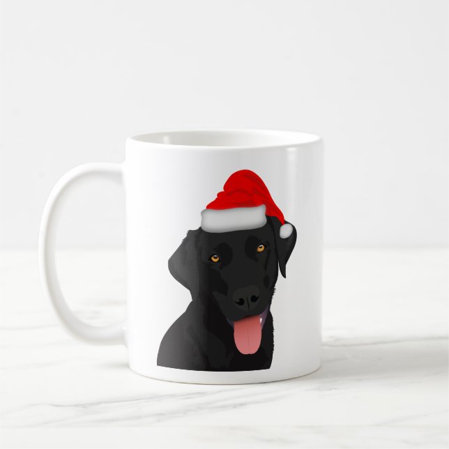 Caneca De Café Natal Black Labrador Retriever (Esquerda)