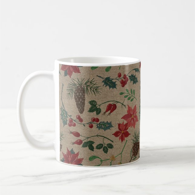 Caneca De Café Natal Botânico Tradicional (Esquerda)