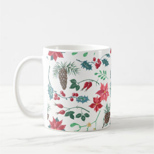 Caneca De Café Natal Botânico tradicional (branco)