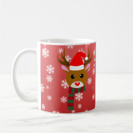 Caneca De Café Natal Branco Rudolph Rudolph, Rena Nosada Vermelha