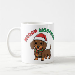 Caneca De Café Natal Brown Dachshund Mug: Feliz Woofmas