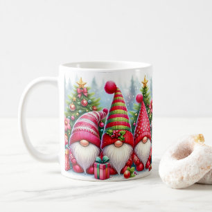 Caneca De Café Natal Caprichoso com Gnomos Coloridos de Feriado