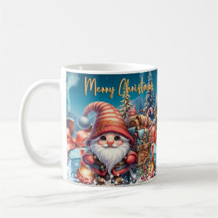 Caneca De Café Natal Caprichoso com Gnomos Coloridos de Férias