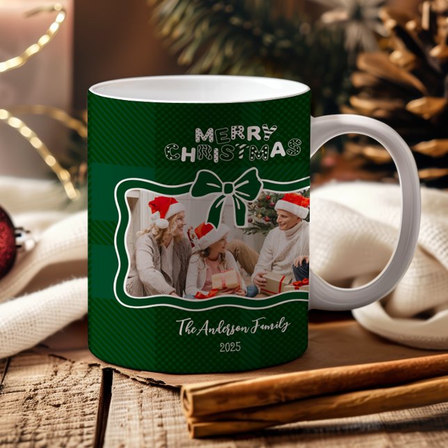 Caneca De Café Natal Caprichoso Xadrez Verde Retro (Criador carregado)