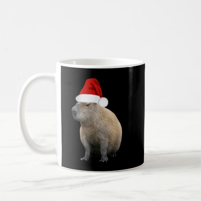 Caneca De Café Natal Capybara Santa Hat (Esquerda)