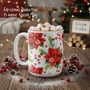 Caneca De Café Natal clássico vermelho e verde Feriado de Poinset