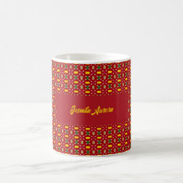 Caneca De Café Natal Clássico Vermelho e Verde Geométrico Sem Cos