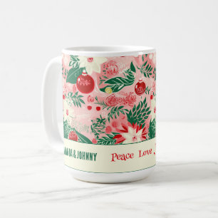 Caneca De Café Natal Colorido, Floral Personalizado