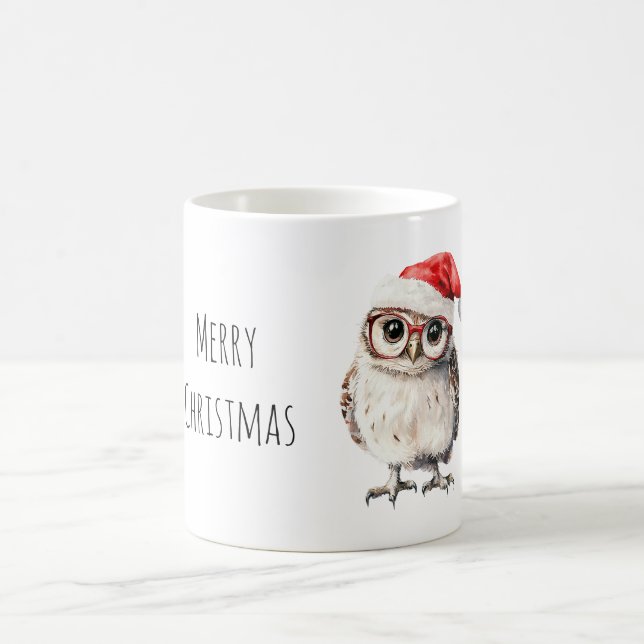 Caneca De Café Natal com Coruja de Óculos (Centro)