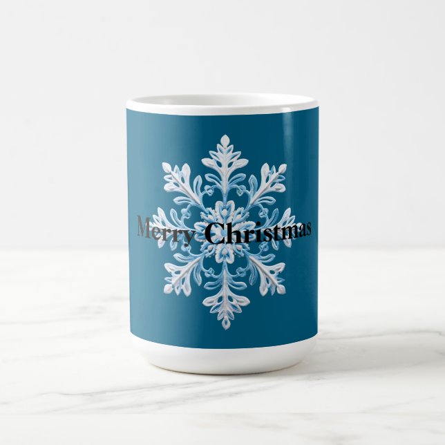Caneca De Café Natal com Neve Branca Azul (Centro)