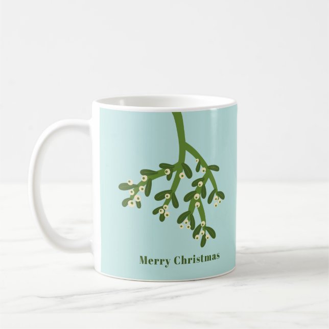 Caneca De Café Natal com visco personalizado (Esquerda)