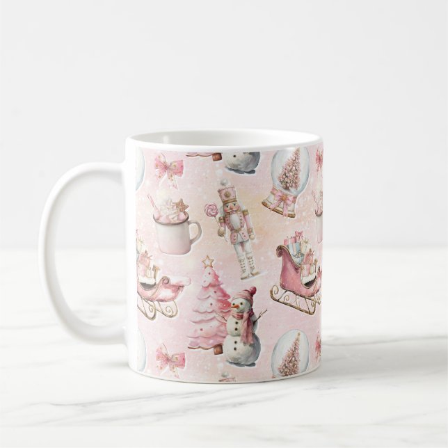 Caneca De Café Natal Cor-de-Rosa (Esquerda)