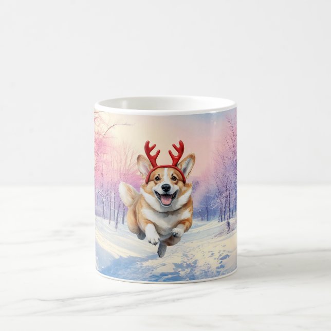 Caneca De Café Natal Corgi Reindeer chifres de neve (Centro)