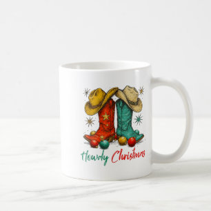 Caneca De Café Natal Country Western Divertido Howdy Botas de Cow