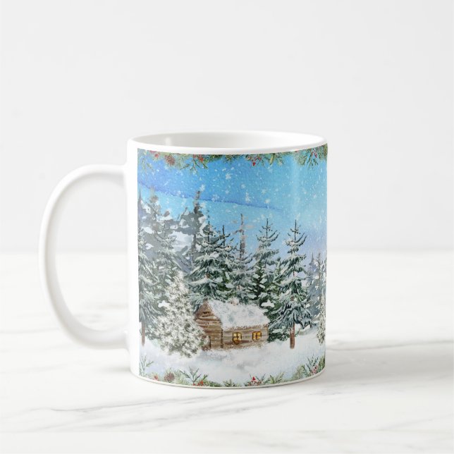 Caneca De Café Natal da Cabina de inverno (Esquerda)