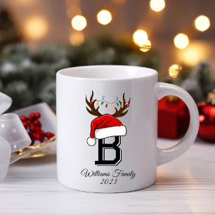 Caneca De Café Natal da família Monogramas Santa Claus