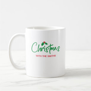 Caneca De Café Natal da família Nome da família minimalista mod