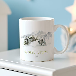 Caneca De Café Natal da Montanha de inverno elegante