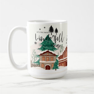 Caneca De Café Natal da paisagem da Cidade do Tempo Mais Maravilh