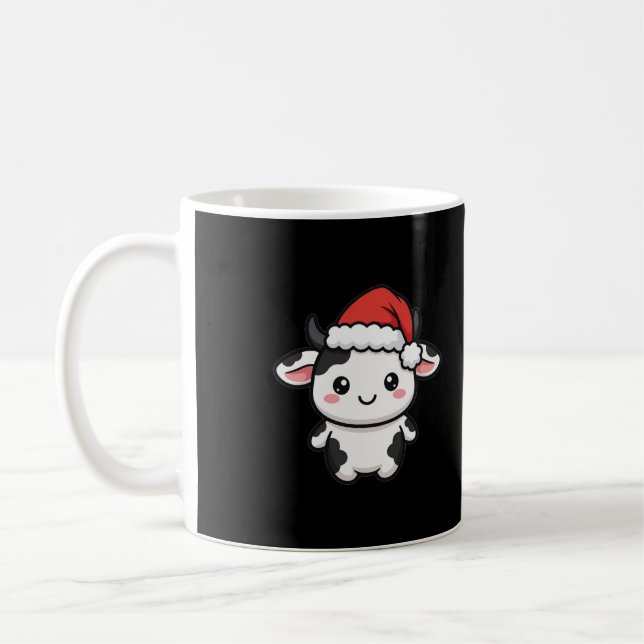 Caneca De Café Natal da Vaca do Papai Noel Fofo (Esquerda)